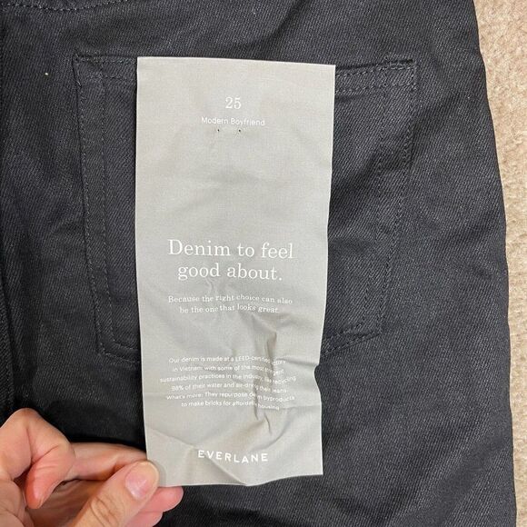 Everlane Modern Boyfriend Jeans Womens Size 25 Black Stretch Denim High Rise NEW - Picture 10 of 14
